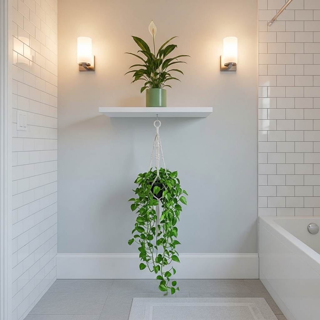 Bathroom Shelf Plant Corner