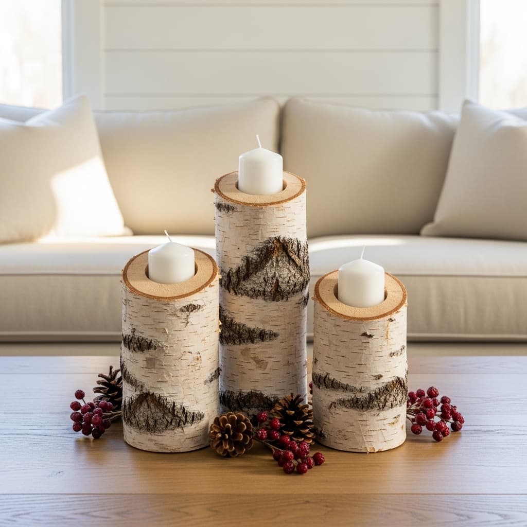 Birch Log Candle Holders