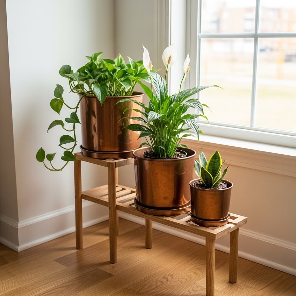 Copper Pot Plant Display