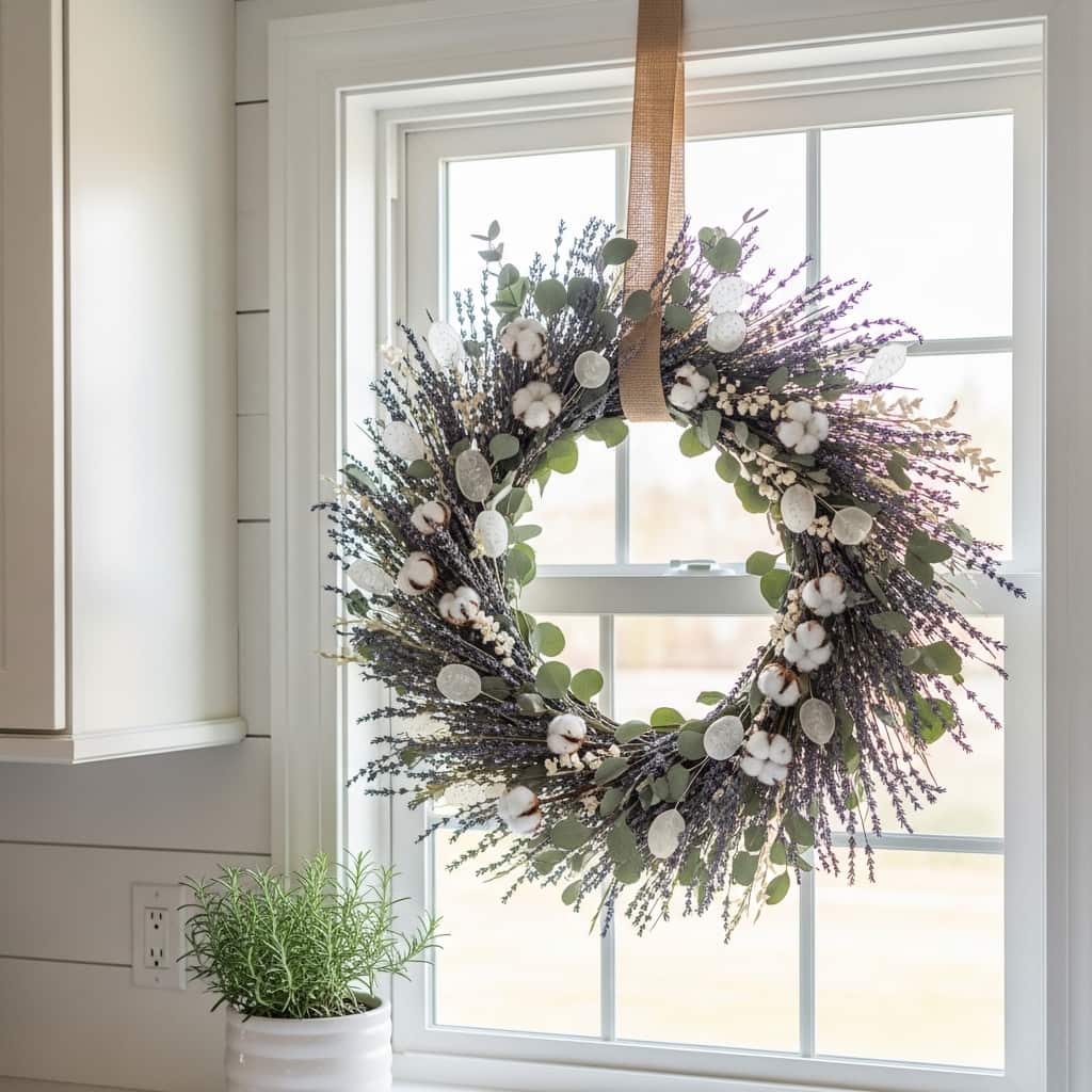 Dried Wreath Kitchen Window
