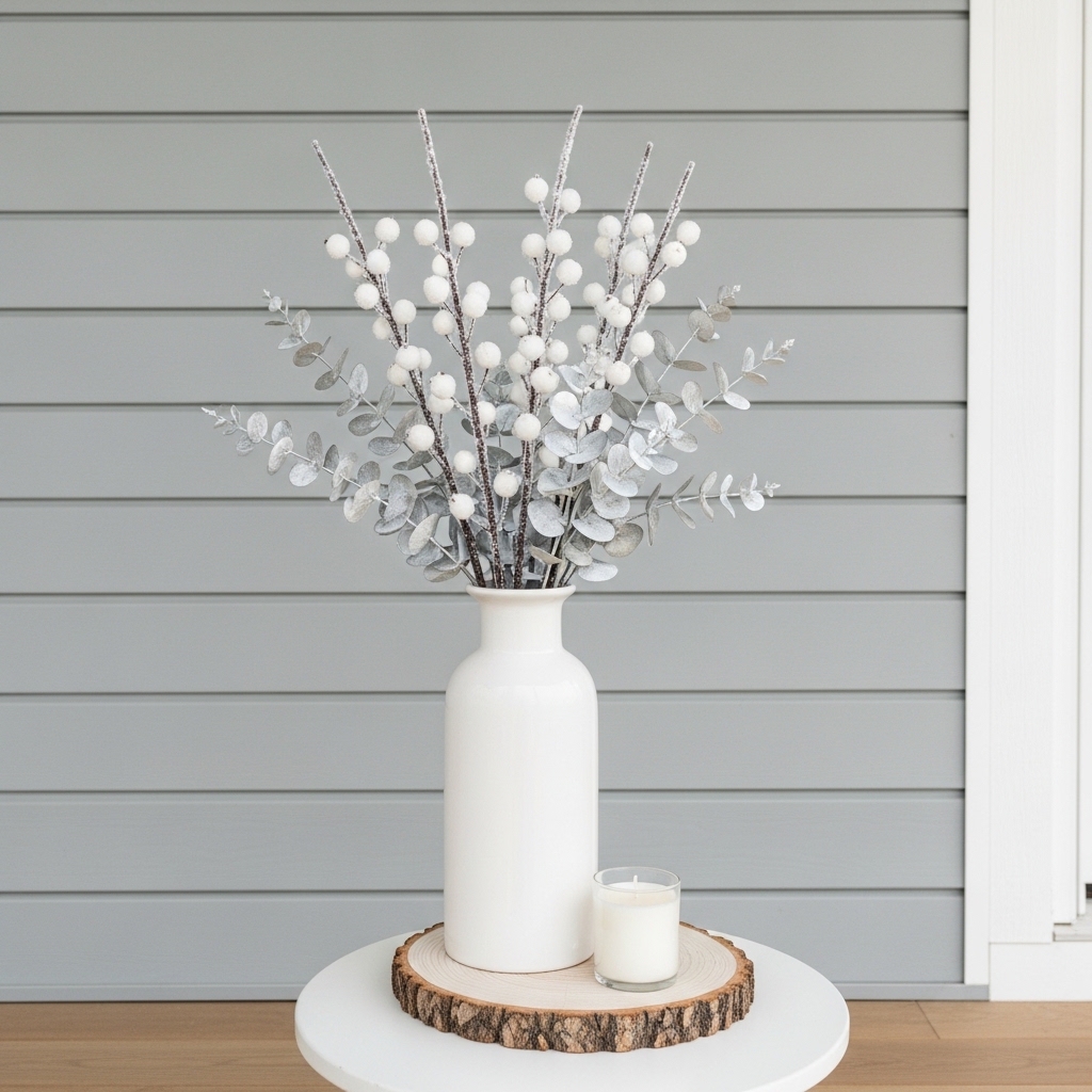 Frosted Berry Branch Vase