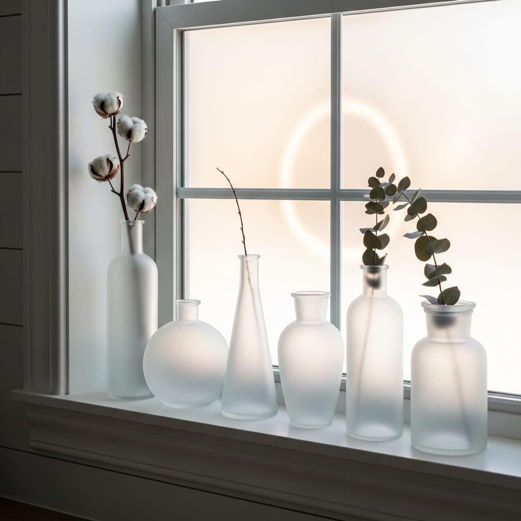 Frosted Glass Bottle Row
