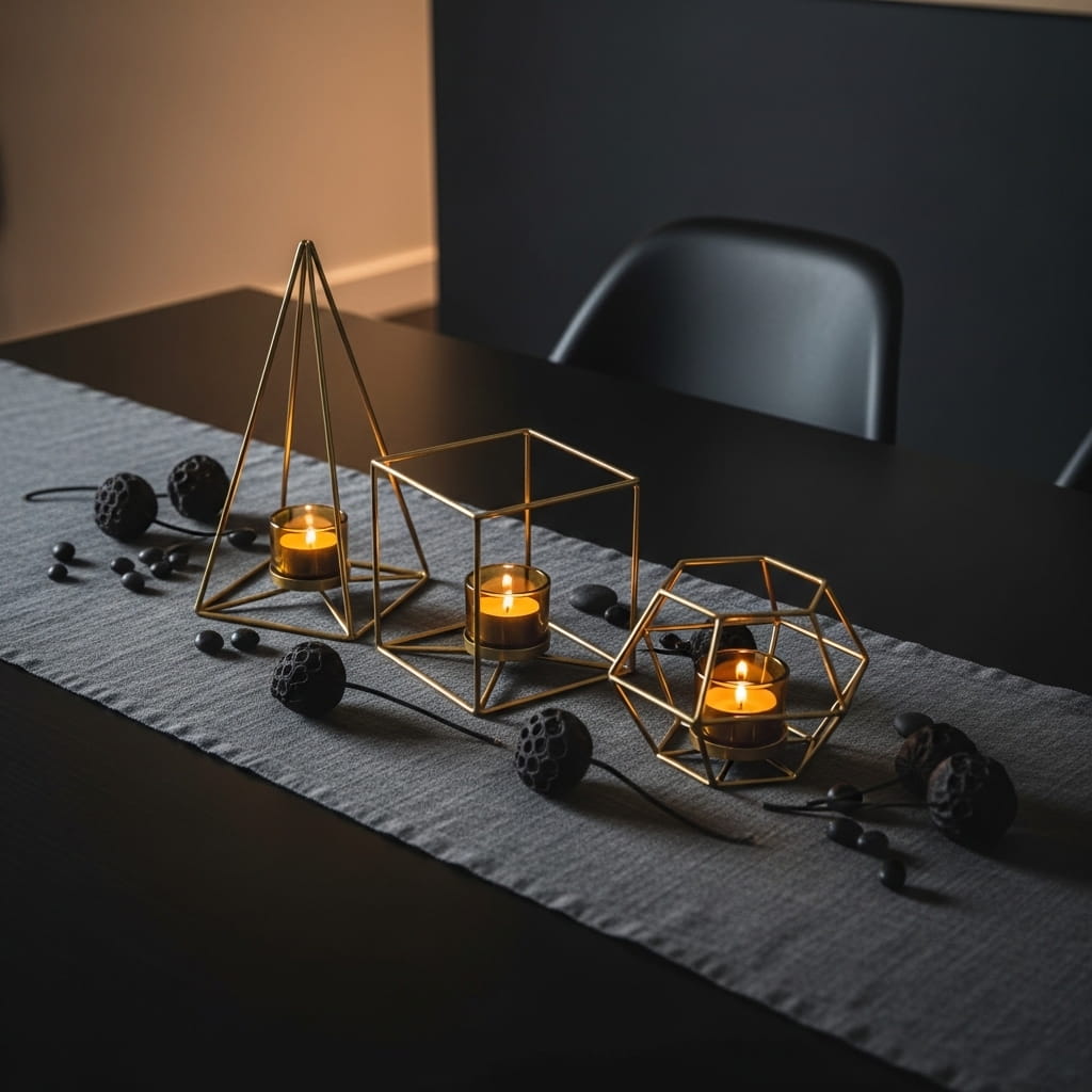 Geometric Candle Holder Trio