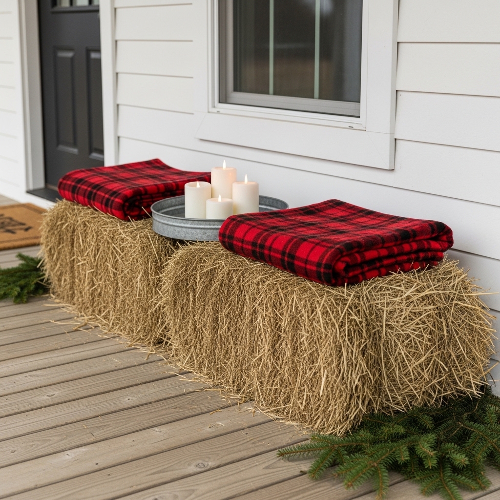 Hay Bale Porch Seating