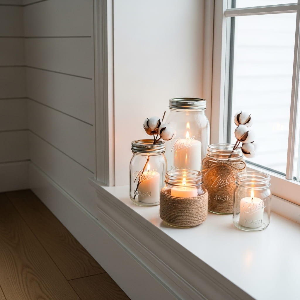 Mason Jar Candle Cluster