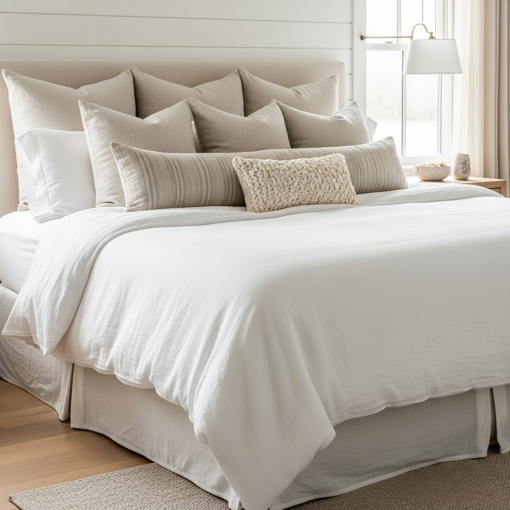 Neutral Linen Pillow Stack