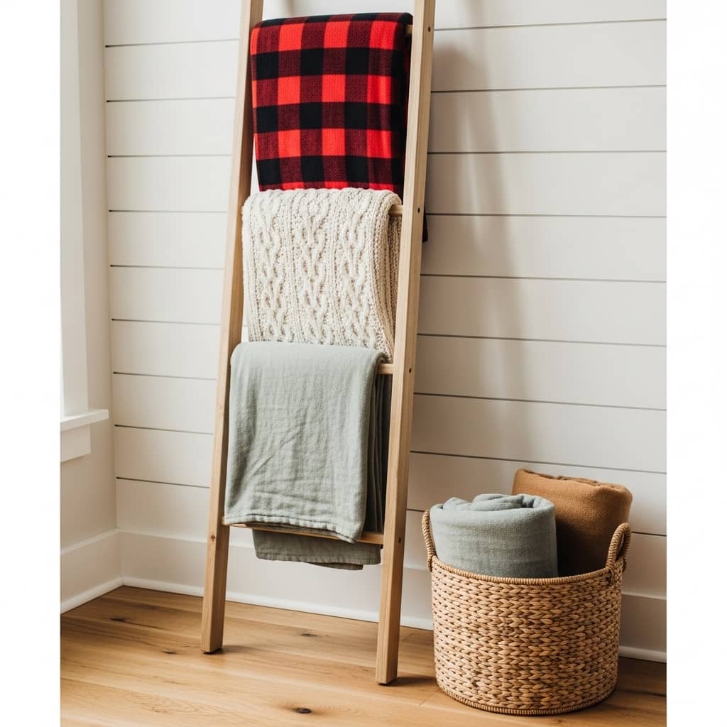 Plaid Blanket Ladder Display