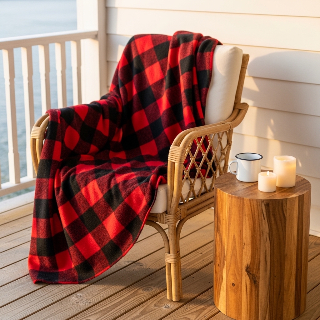 Plaid Blanket Porch Chair