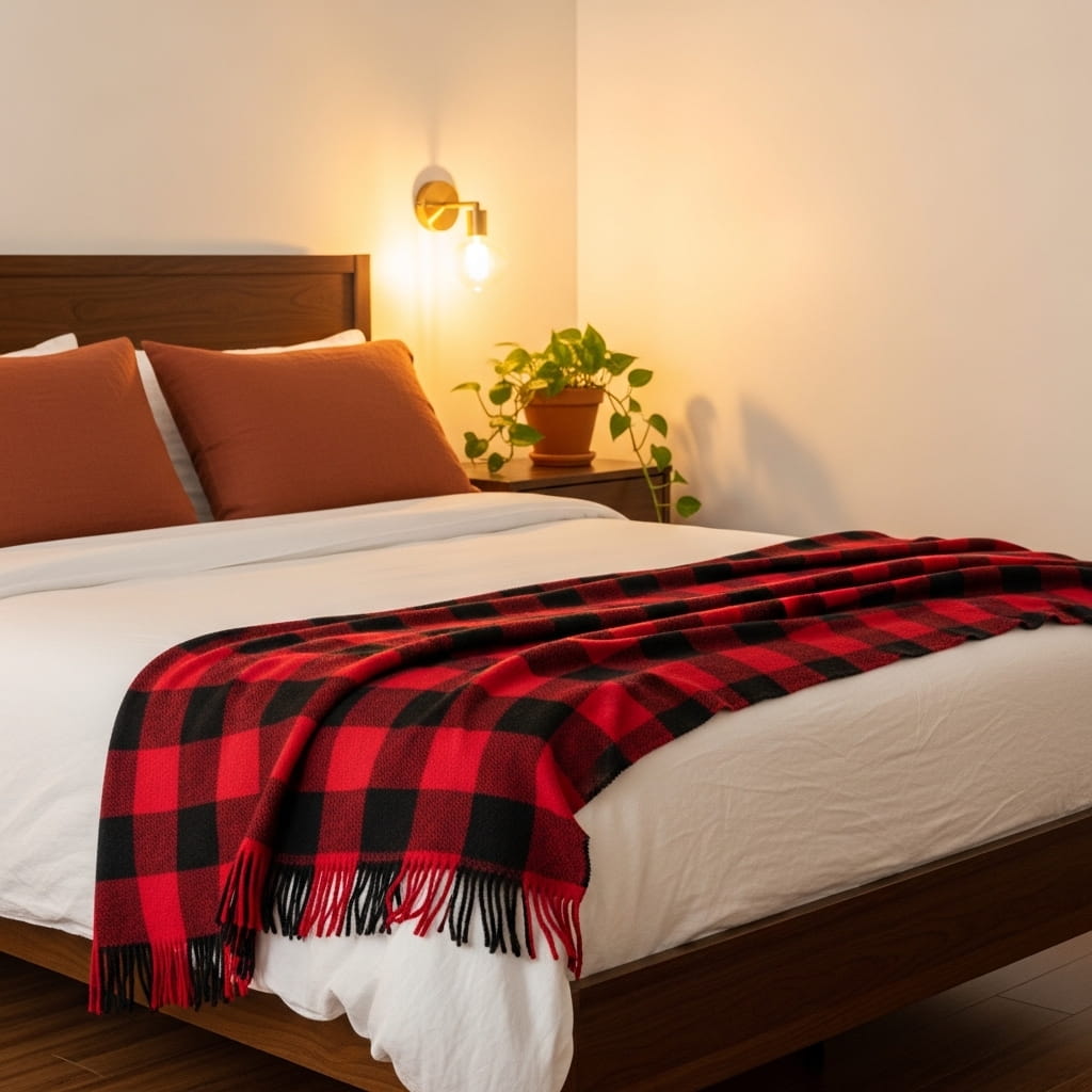 Plaid Flannel Bed Throw