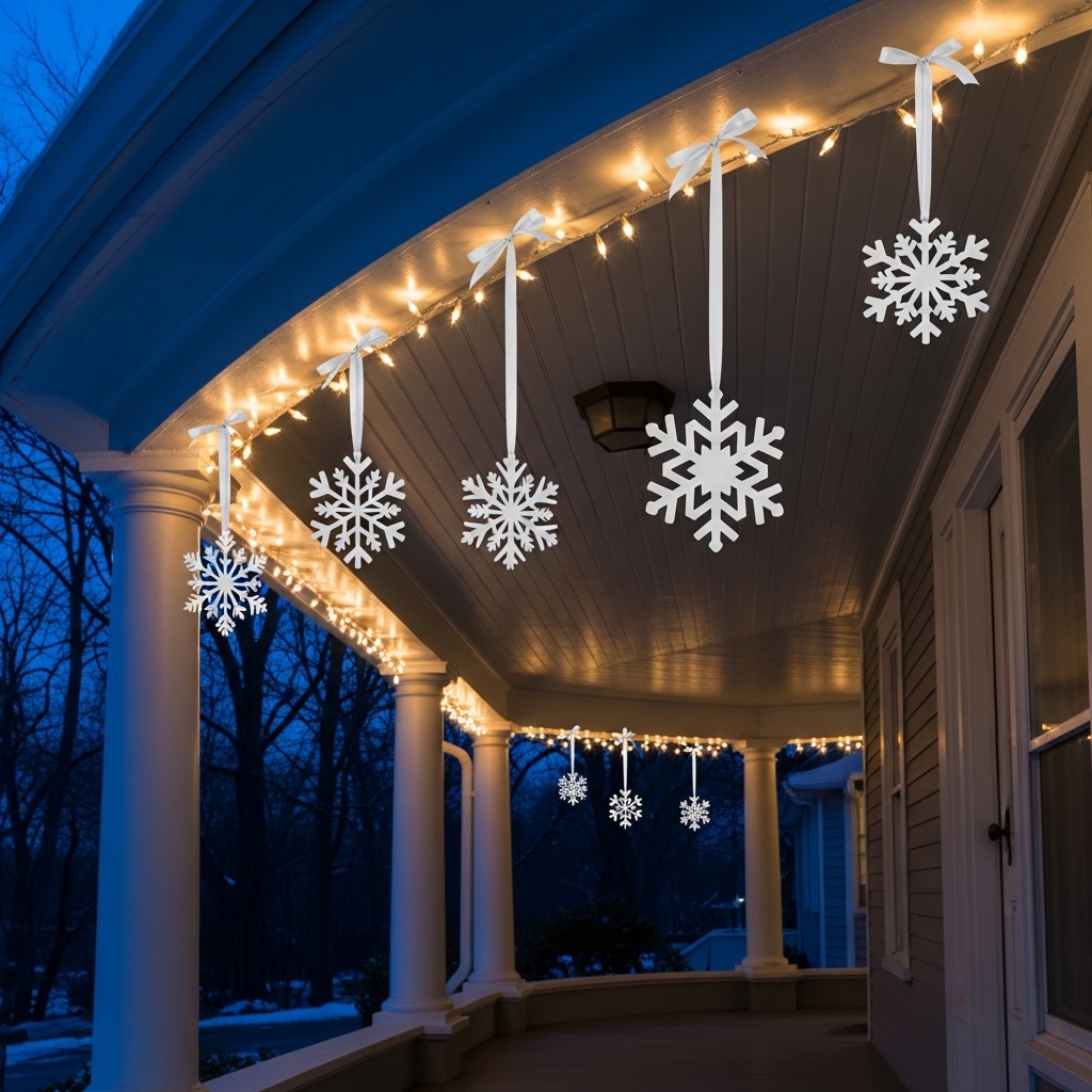 Porch Ceiling Snowflake Hangings