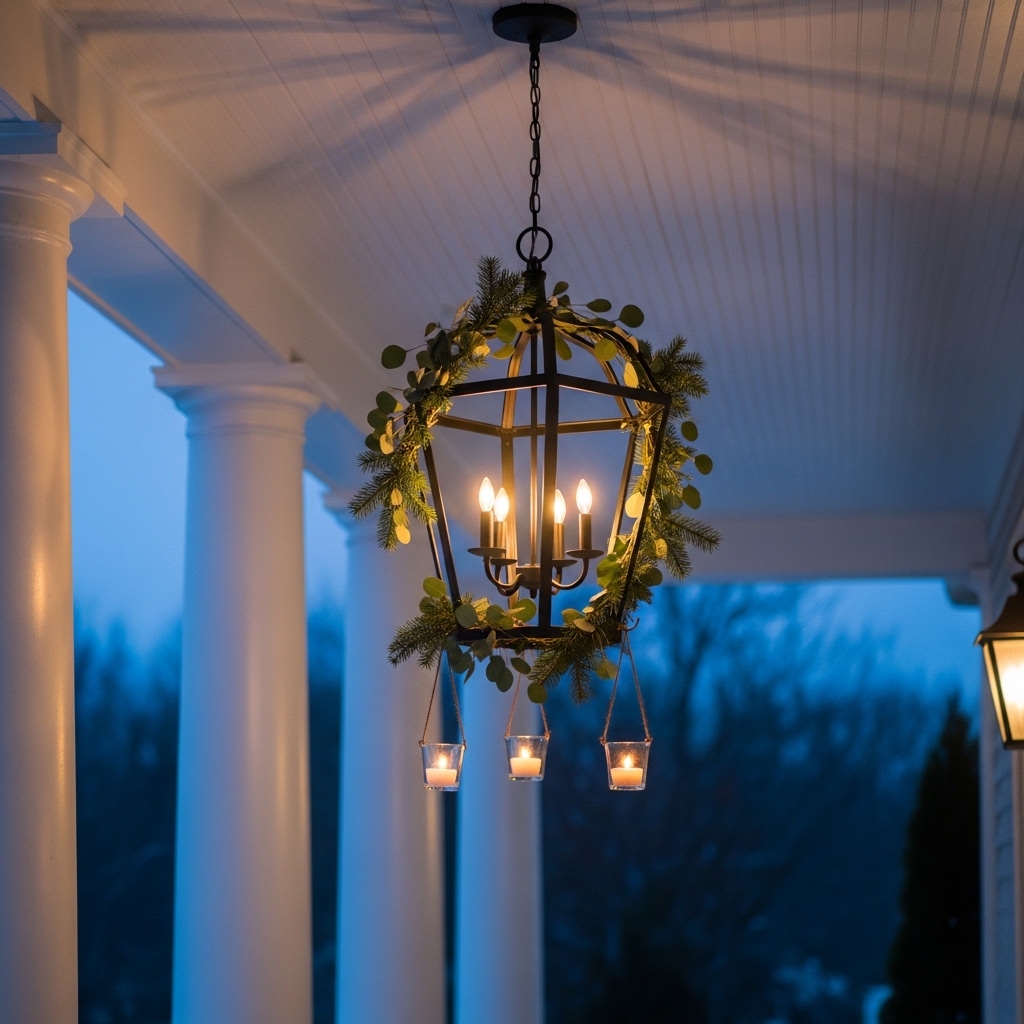 Porch Chandelier Greenery Wrap