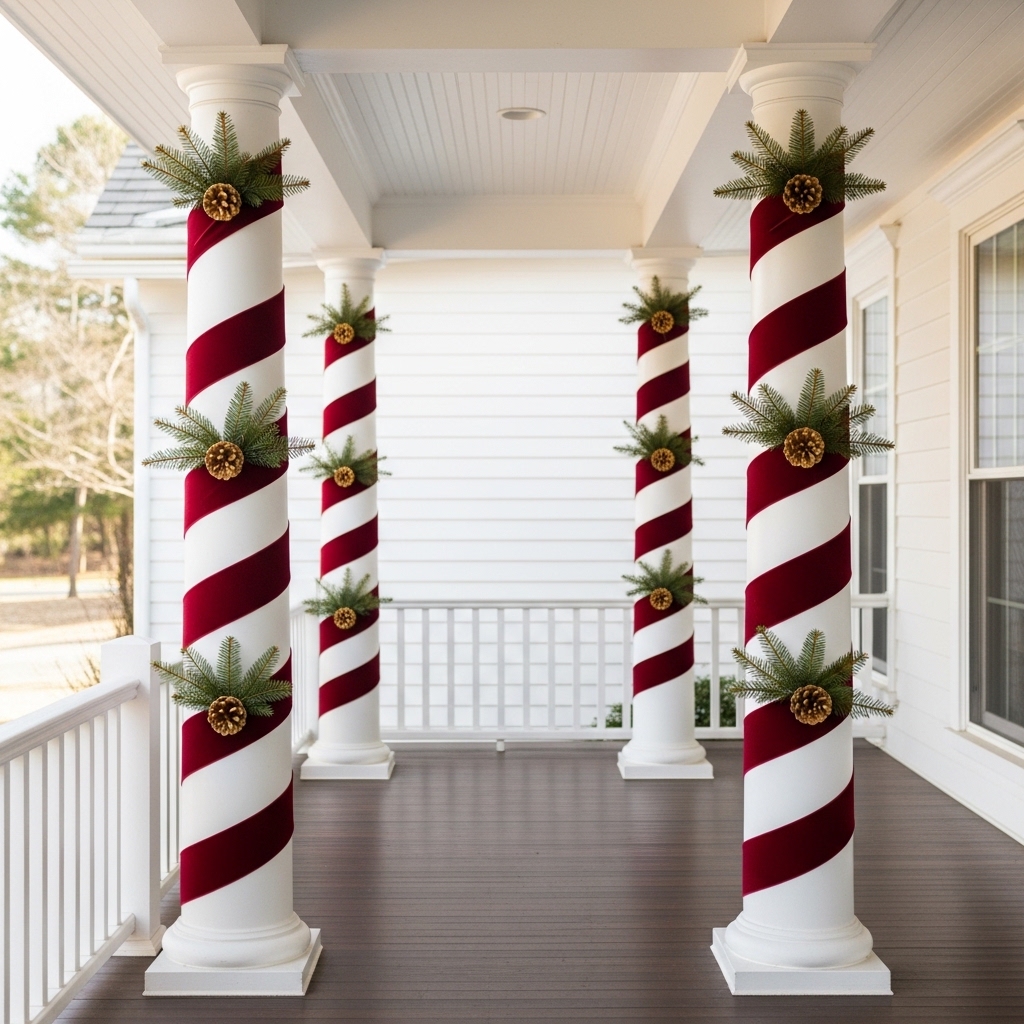 Porch Column Ribbon Wrap
