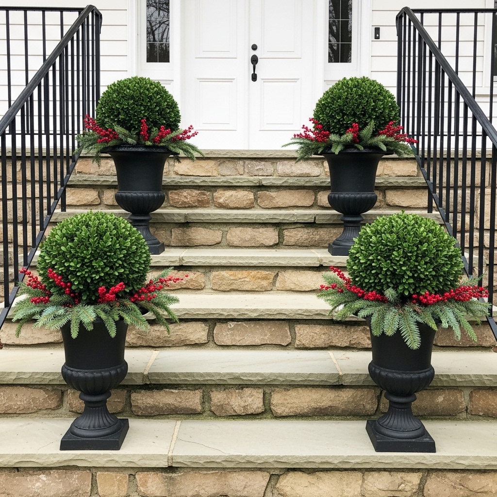 Porch Staircase Potted Greenery