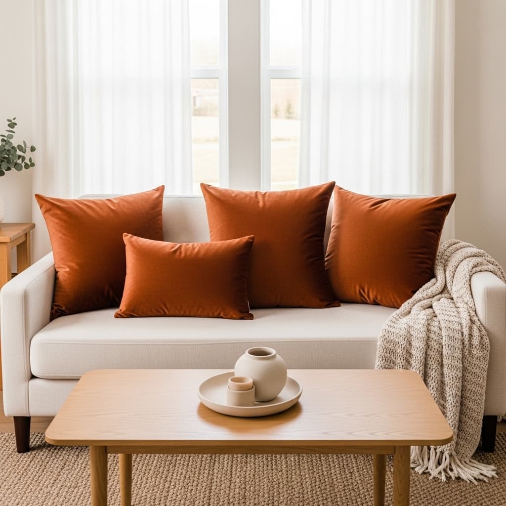 Rust Velvet Throw Pillow