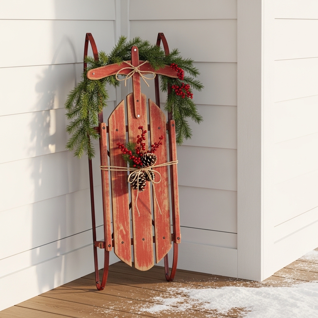 Rustic Sled Porch Accent