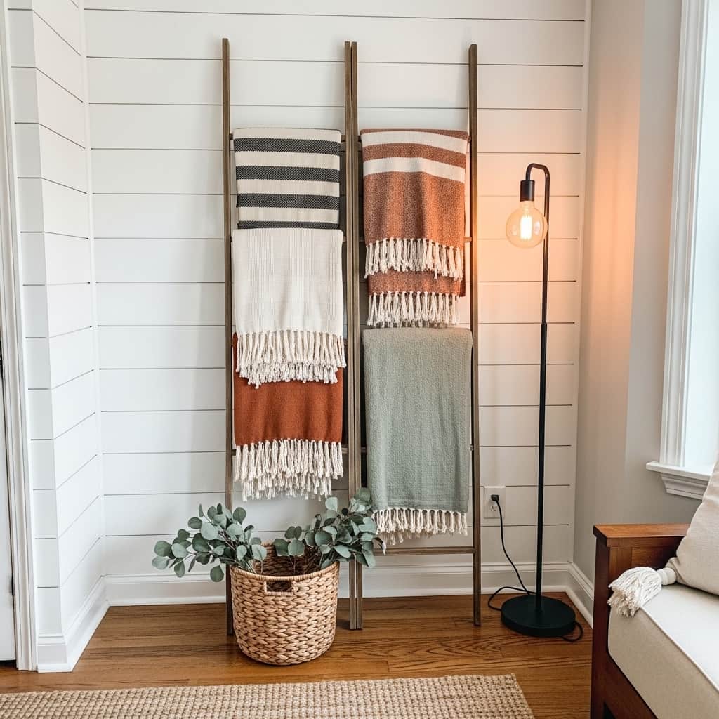Rustic Wooden Ladder Display