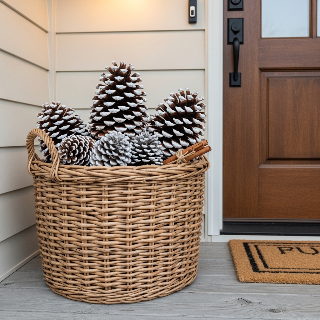 Snowy Pinecone Basket