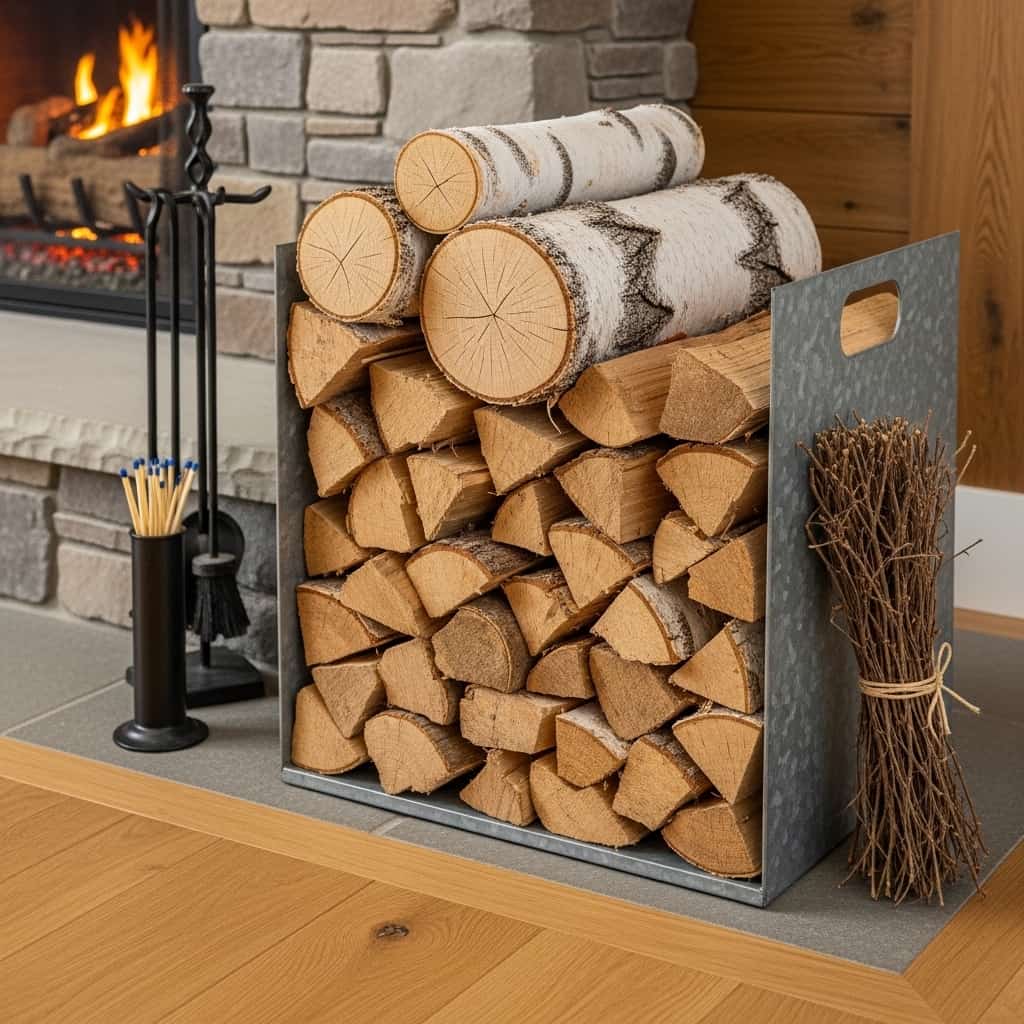 Stacked Log Fireplace Decor