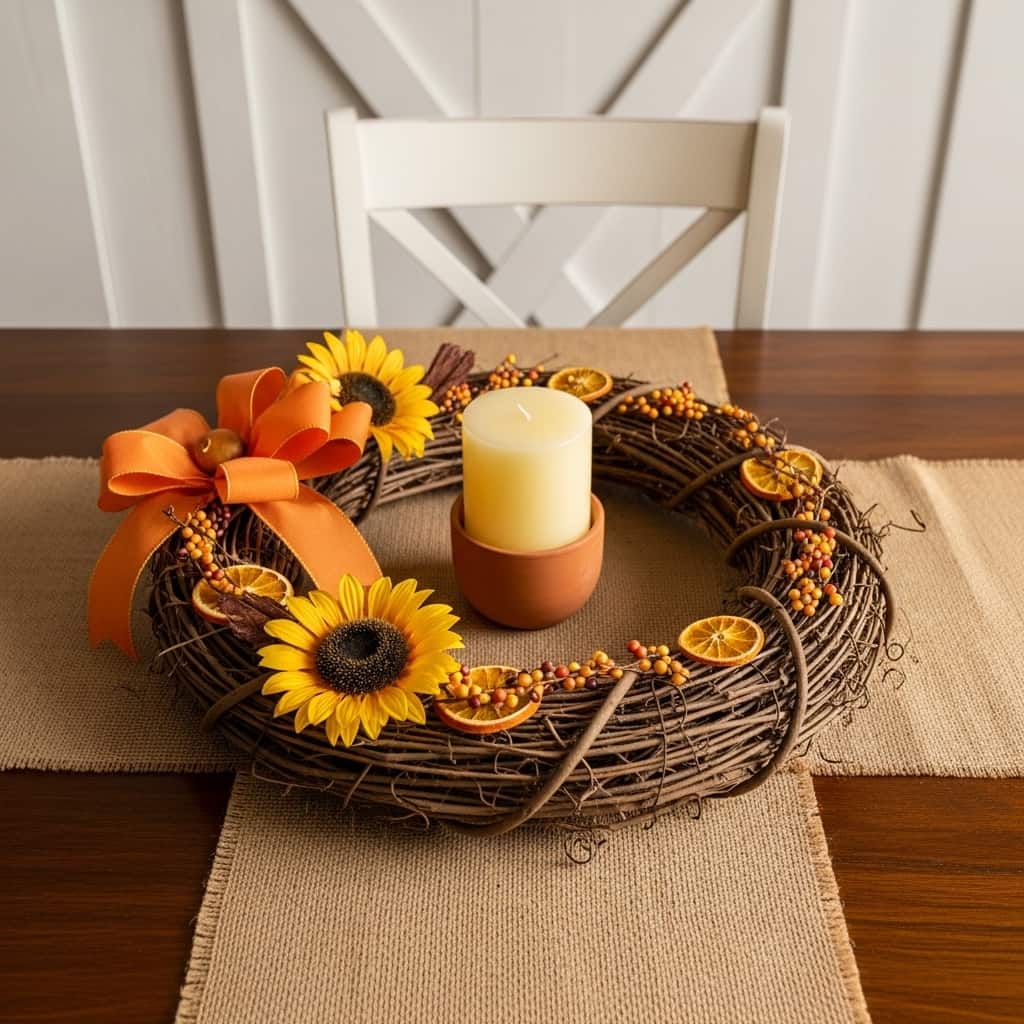 Wagon Wheel Table Wreath