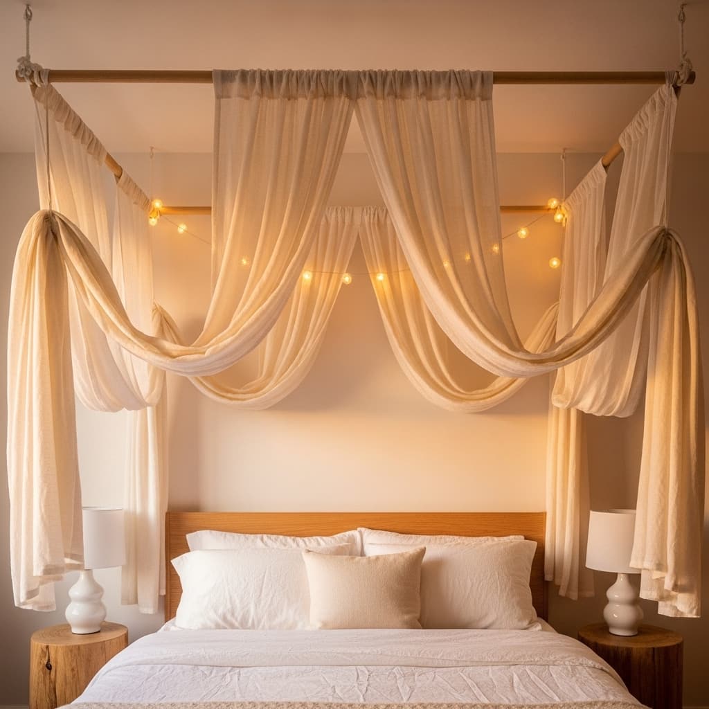Warm Bedroom Canopy Drape