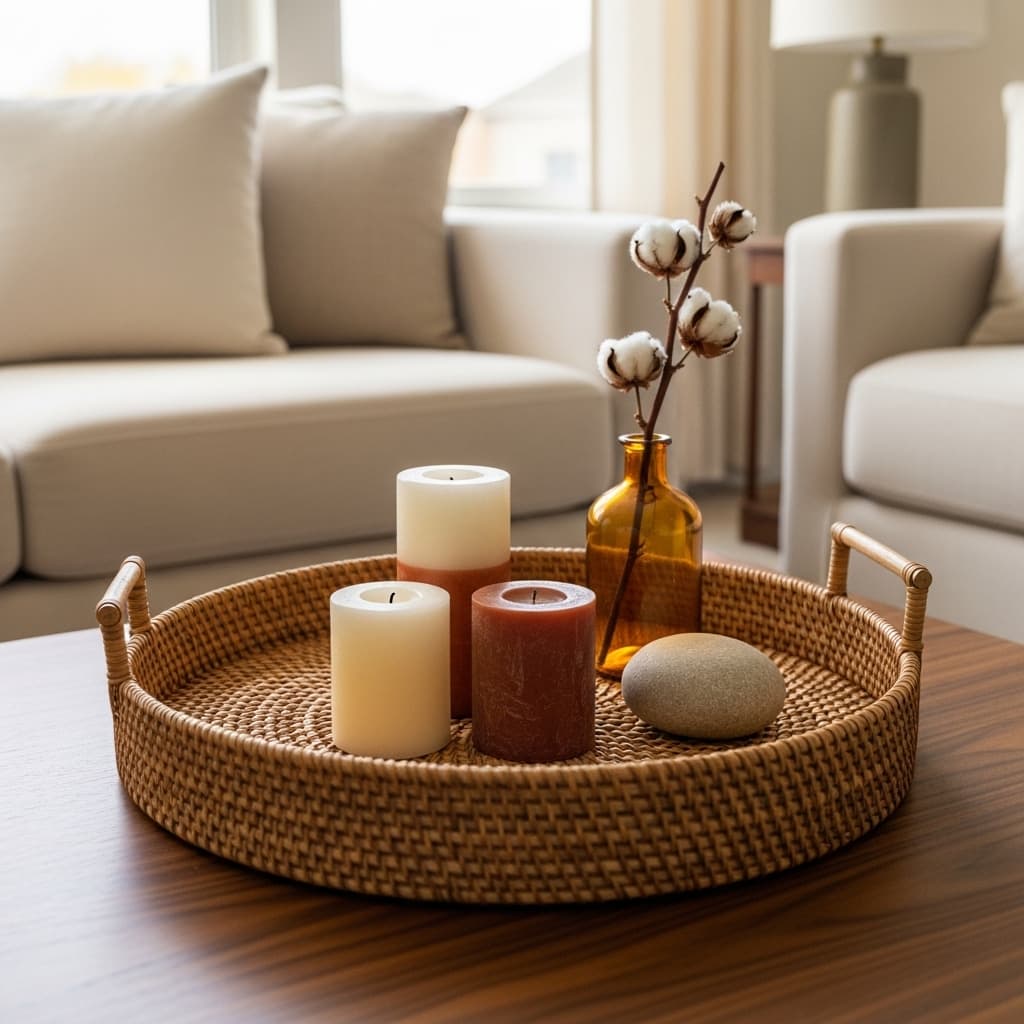 Woven Rattan Tray Styling
