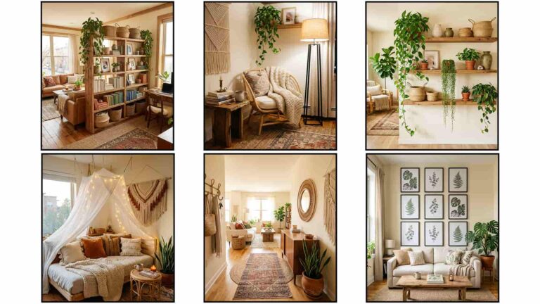 Bohemian Living Room Ideas with Wall Decor