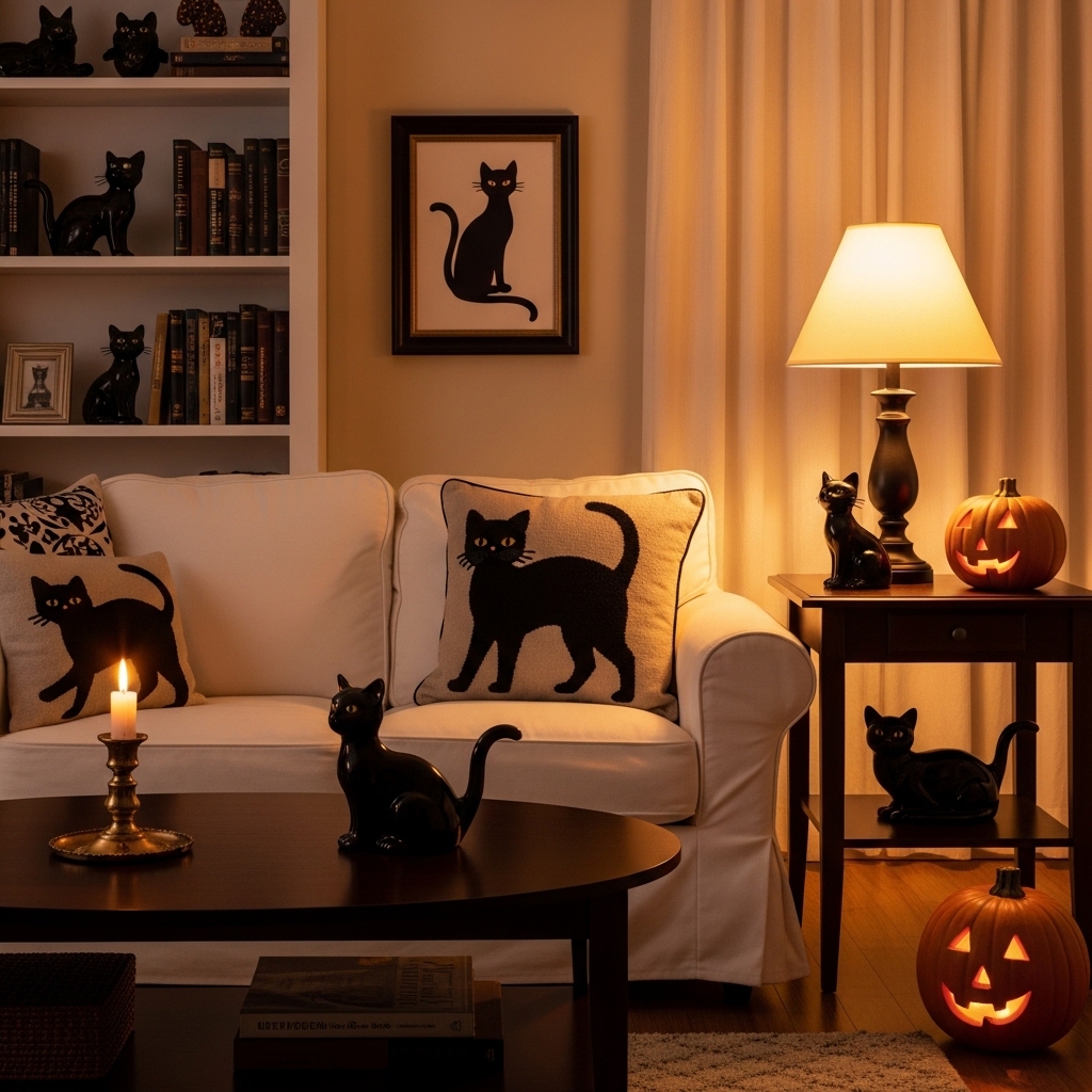 Black Cat Accent Decor