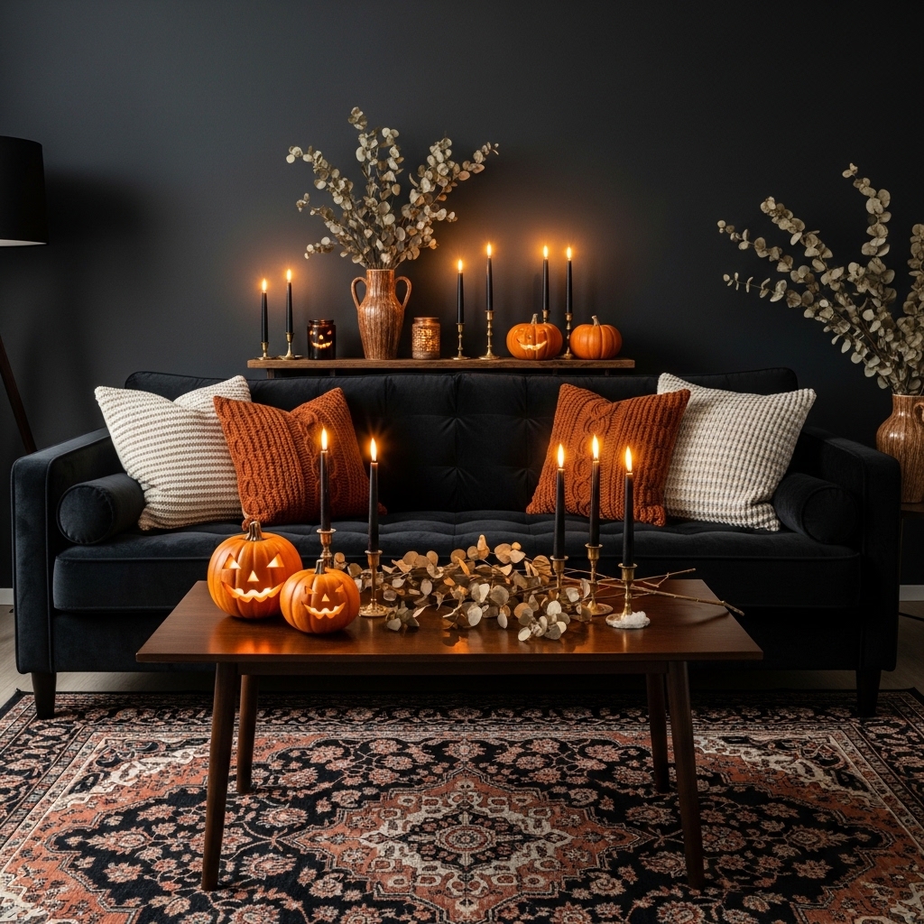 Black Velvet Sofa Setup