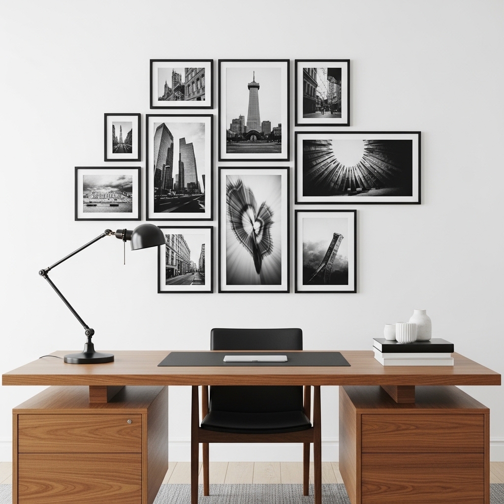 Black-and-White Photography Wall