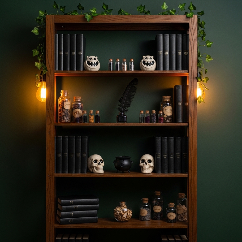 Haunted Bookshelf Vignette
