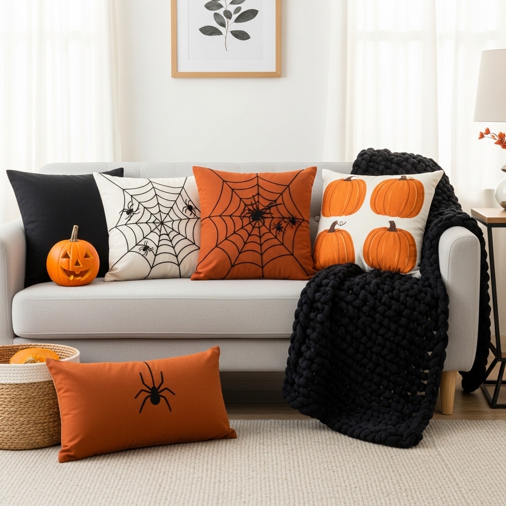 Orange and Black Throw Pillow Swap