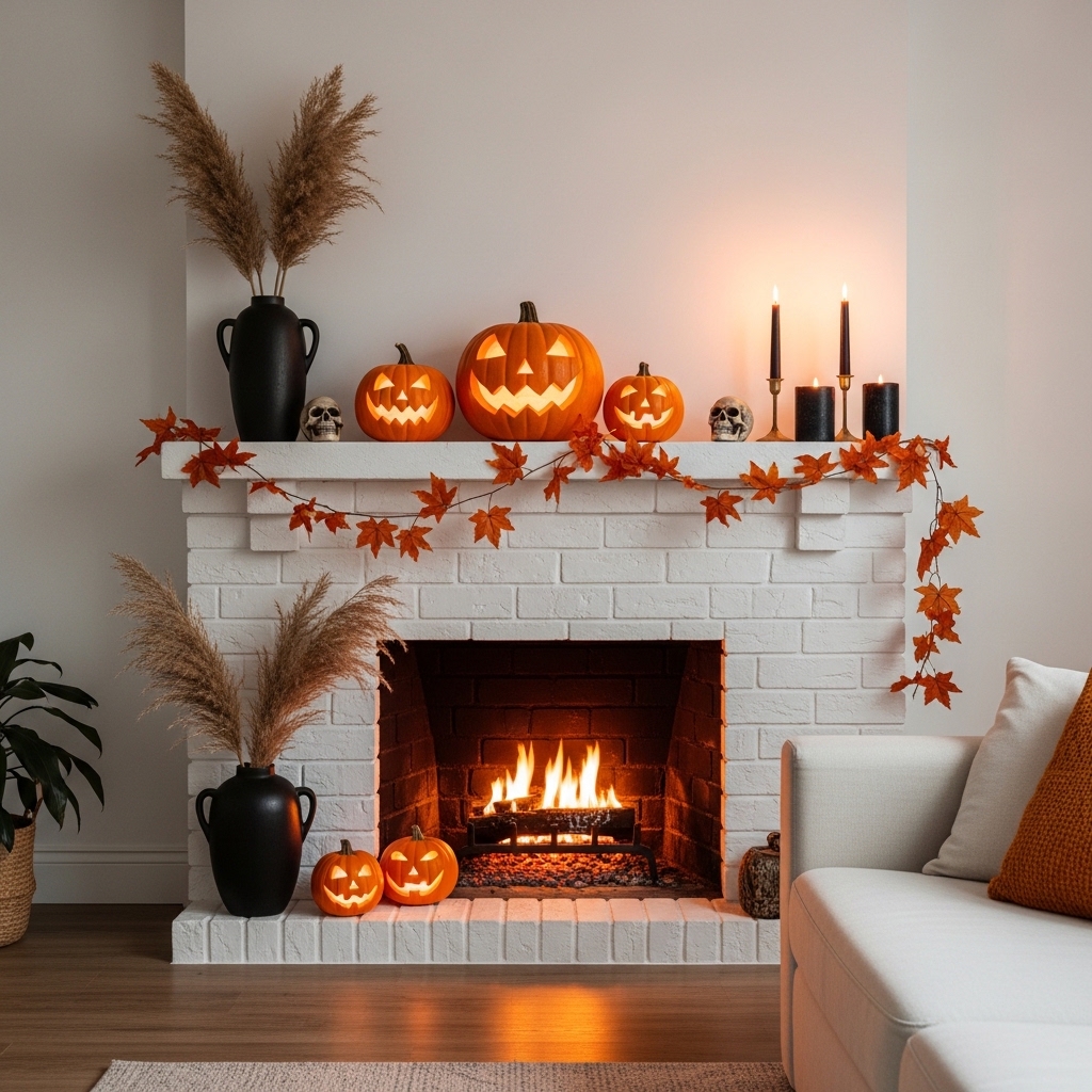 Pumpkin Fireplace Mantel