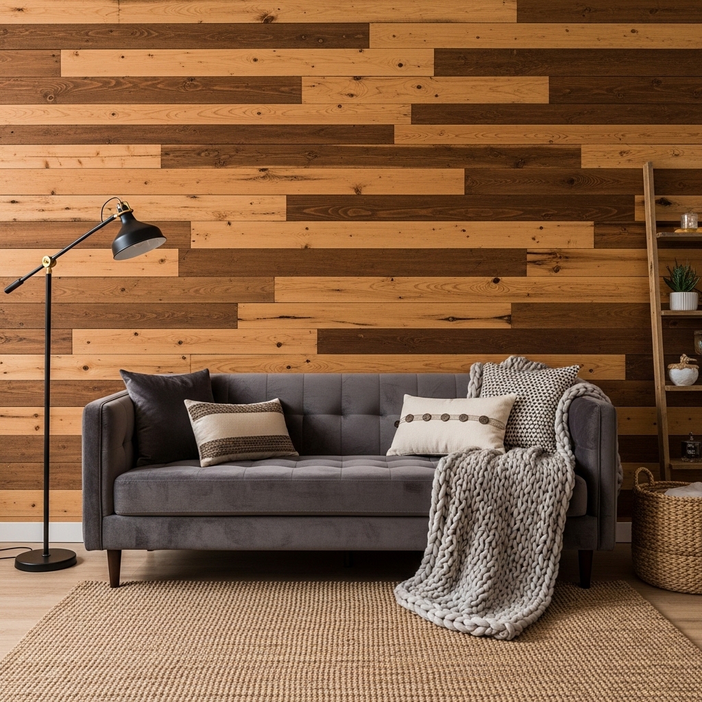 Reclaimed Wood Plank Feature Wall