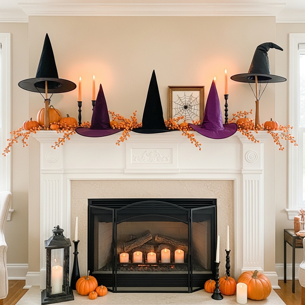 Witch Hat Mantel Display